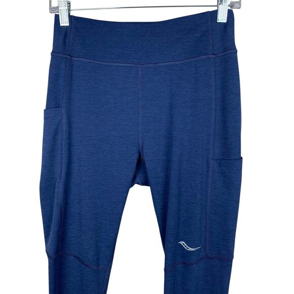 Saucony Leggings Cropped Blue Stretchy Pockets Active Workout Women's S - Picture 2 of 9